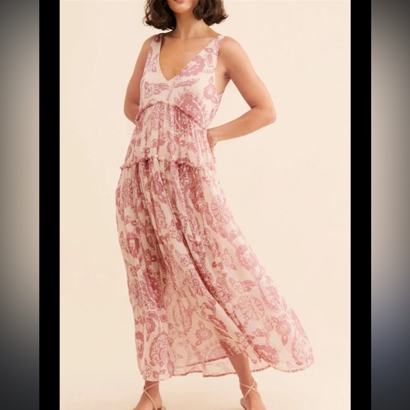Free People Julianna floral maxi dress in a pink/ivory color combination XS - Picture 2 of 8